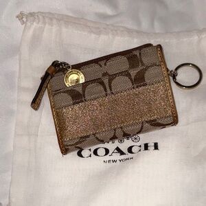Coach canvas coin & card wallet with dust bag